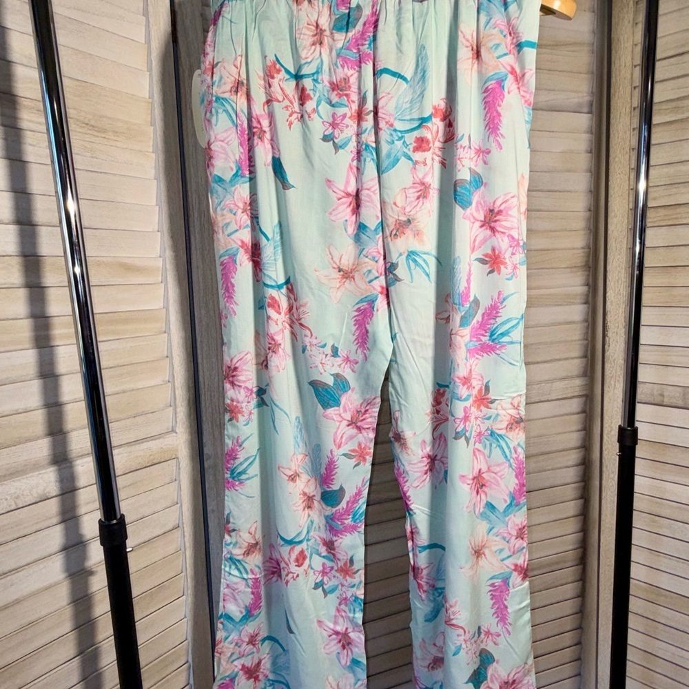 NWT Nordstrom Moonlight Eco Pajama Pants XL Green Veil Exotic Bloom Print - Picture 5 of 6